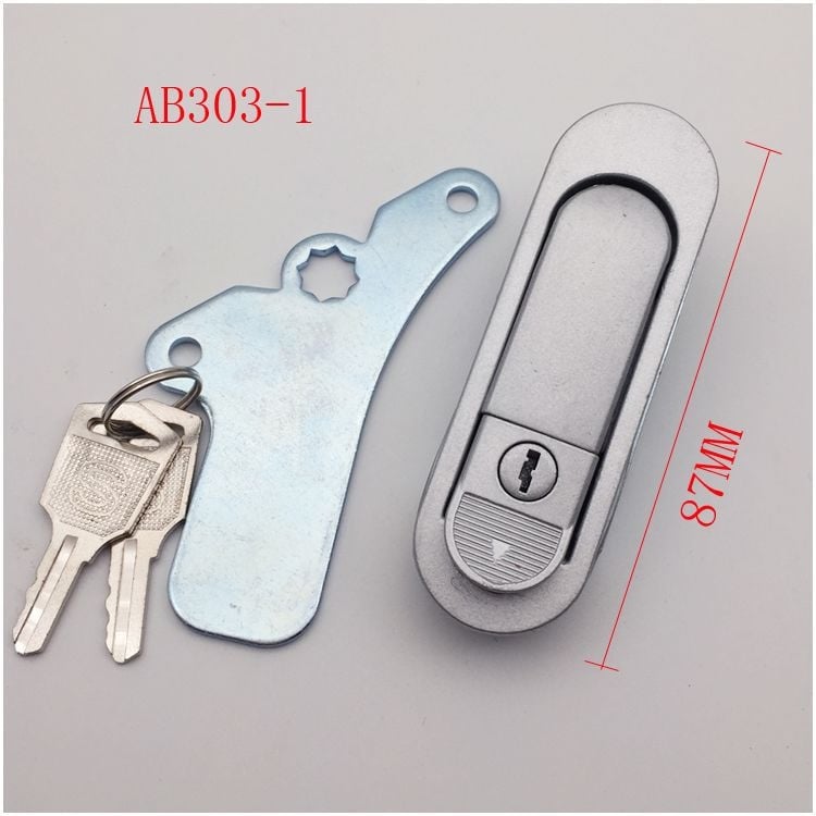 Заключалка с изпъкваща дръжка AB302 за разпределителна кутия/шкаф – плоска заключалка AB303-1/-2, цинкова сплав, Тип C