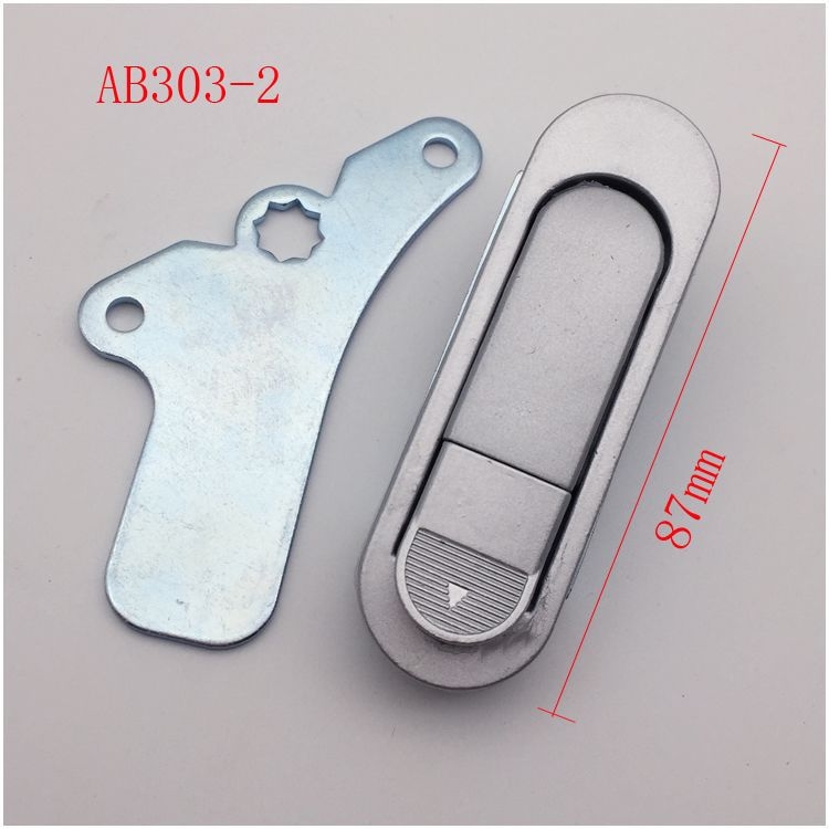 Заключалка с изпъкваща дръжка AB302 за разпределителна кутия/шкаф – плоска заключалка AB303-1/-2, цинкова сплав, Тип C