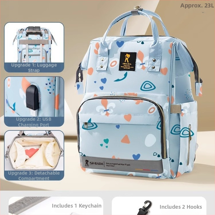 Višenamjenski ruksak za mamu s velikim kapacitetom, od Oxford materijala, vodootporan, USB sučelje, odjeljak za suho/mokro, ergonomski stražnji panel