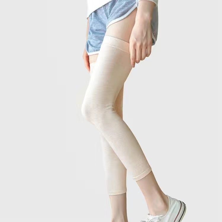 Коленни предпазители за каране на велосипед — памук, удължена дължина, безшевни, тънки и ветроустойчиви, за възрастни