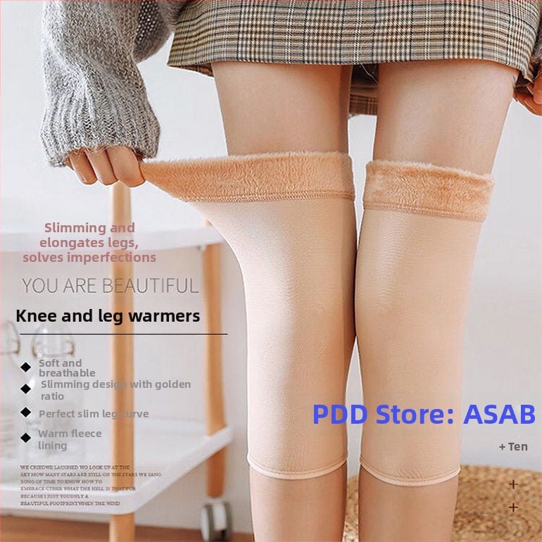 Унисекс коленни топлоизолиращи маншети за зима, удължени, кашмирени ставни маншети за защита от студ, дебели коленни протектори