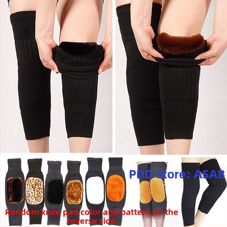 Унисекс коленни топлоизолиращи маншети за зима, удължени, кашмирени ставни маншети за защита от студ, дебели коленни протектори