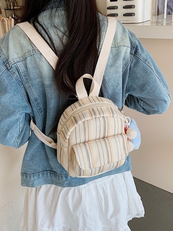 Canvas táska, uniszex, utcai divat stílus, csíkos minta, nylon bélés, kapacitás 20 L alatt, többfunkciós váll- és hátizsák