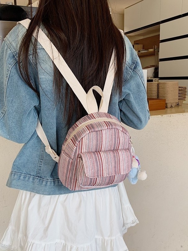 Canvas táska, uniszex, utcai divat stílus, csíkos minta, nylon bélés, kapacitás 20 L alatt, többfunkciós váll- és hátizsák