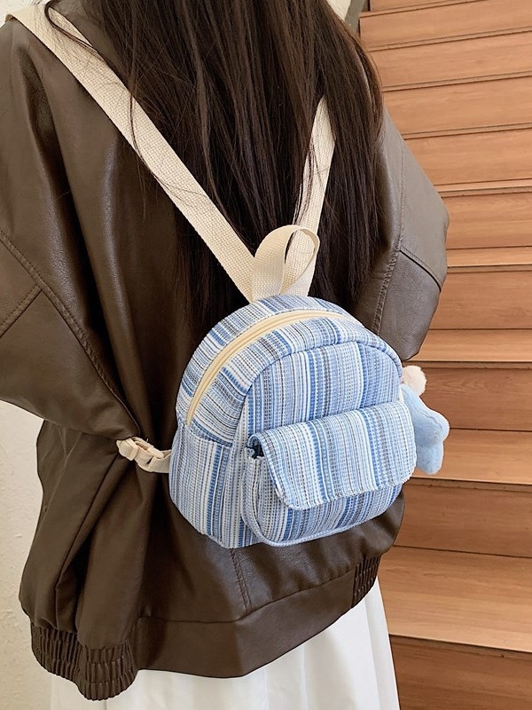 Canvas táska, uniszex, utcai divat stílus, csíkos minta, nylon bélés, kapacitás 20 L alatt, többfunkciós váll- és hátizsák