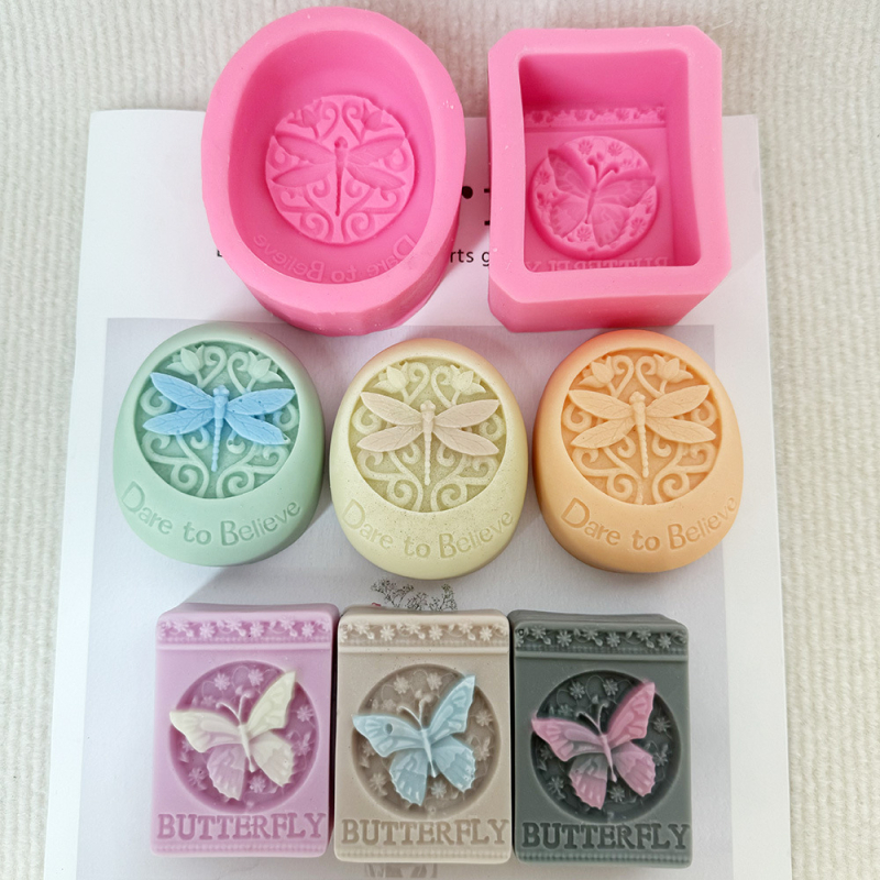 Formă din silicon pentru săpun și lumânări cu design dragonfly și butterfly, formă neregulată, model AG009.AG017