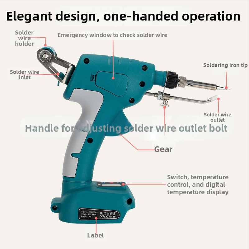 ES05 φορητό ηλεκτρικό κολλητήρι με αυτόματη τροφοδοσία κασσιτέρου, 20V, πλαστική λαβή, συγκόλληση