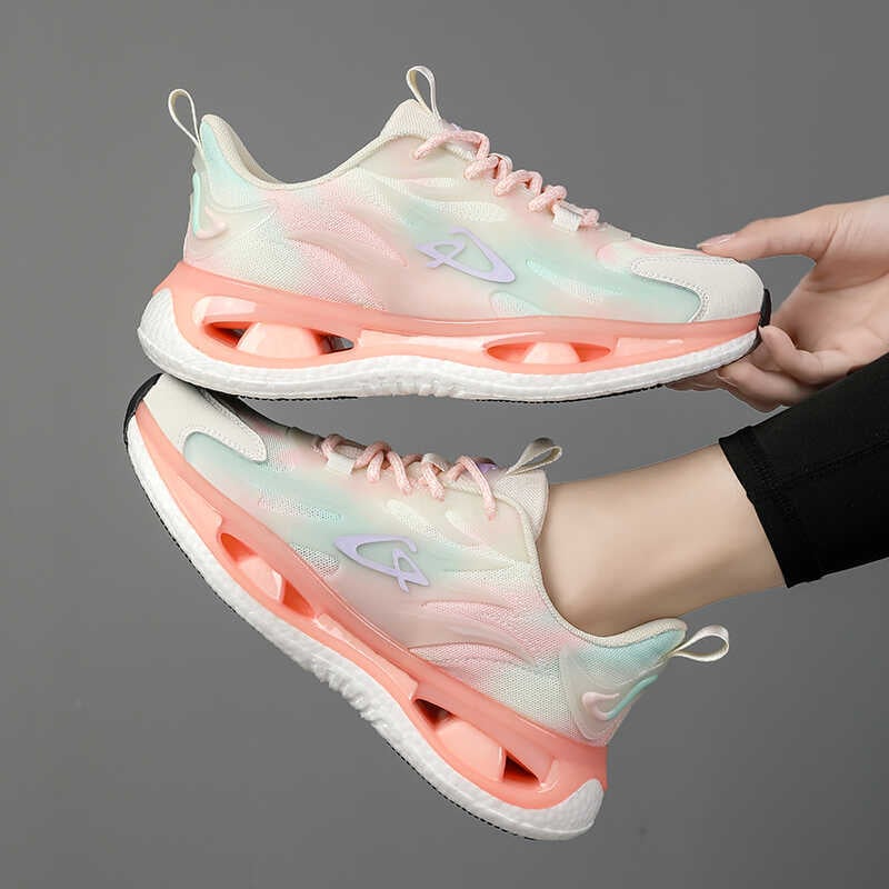 Γυναικεία παπούτσια τρεξίματος — διαπνέοντα, ελαφρά, χαμηλό επάνω με τεχνητό βελούδινο επάνω μέρος, TPU σόλα, κορδόνια