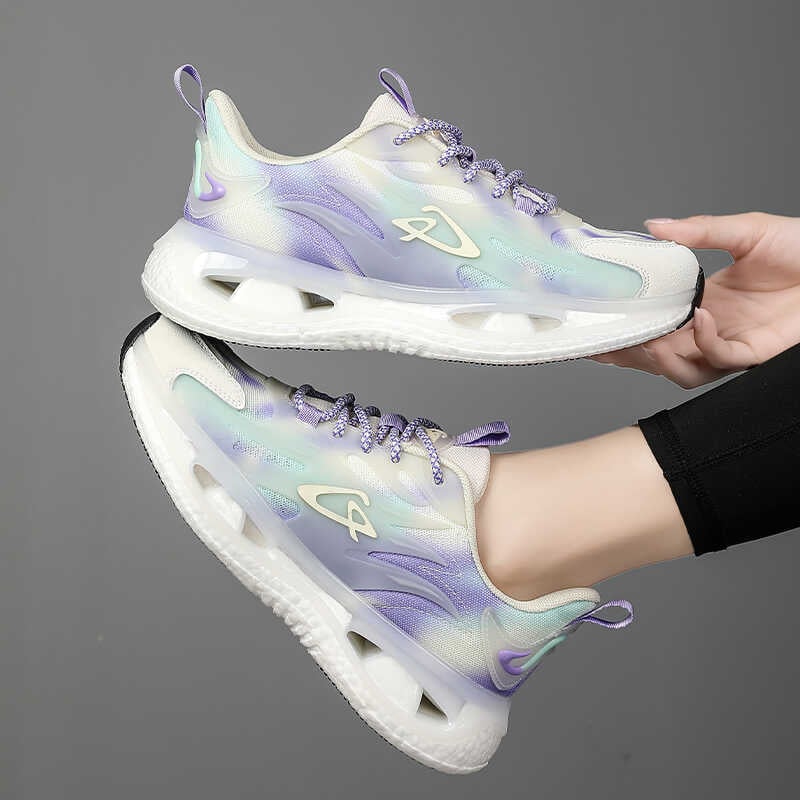 Γυναικεία παπούτσια τρεξίματος — διαπνέοντα, ελαφρά, χαμηλό επάνω με τεχνητό βελούδινο επάνω μέρος, TPU σόλα, κορδόνια