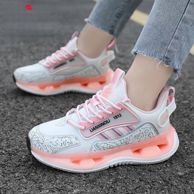 Γυναικεία παπούτσια τρεξίματος — διαπνέοντα, ελαφρά, χαμηλό επάνω με τεχνητό βελούδινο επάνω μέρος, TPU σόλα, κορδόνια