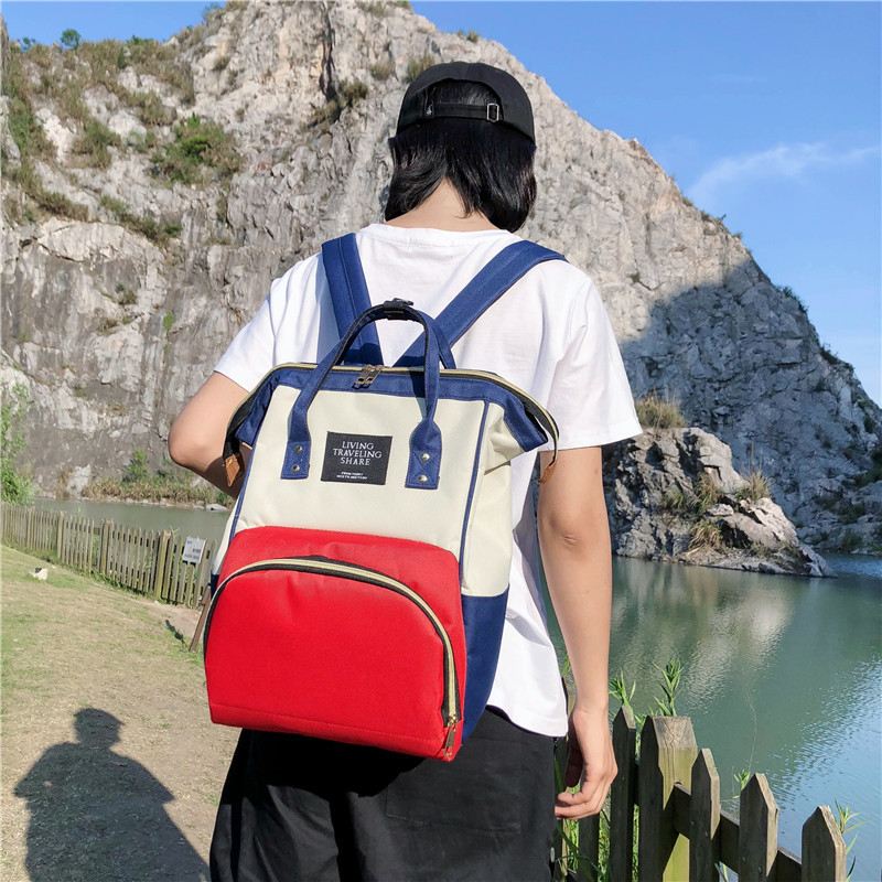 Anyák számára pelenkázó hátizsák – nagy kapacitású, termoizolált, könnyű, kopásálló, Oxford anyagból, egyszínű mintázat