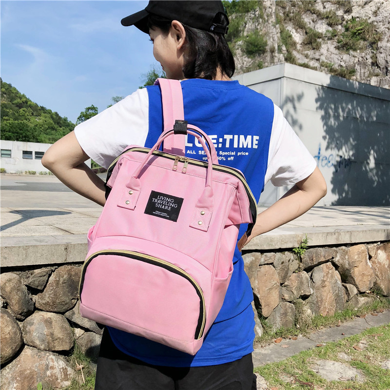 Anyák számára pelenkázó hátizsák – nagy kapacitású, termoizolált, könnyű, kopásálló, Oxford anyagból, egyszínű mintázat