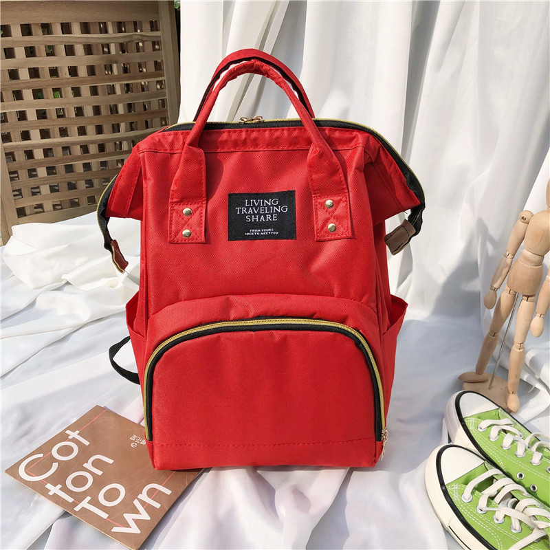 Anyák számára pelenkázó hátizsák – nagy kapacitású, termoizolált, könnyű, kopásálló, Oxford anyagból, egyszínű mintázat