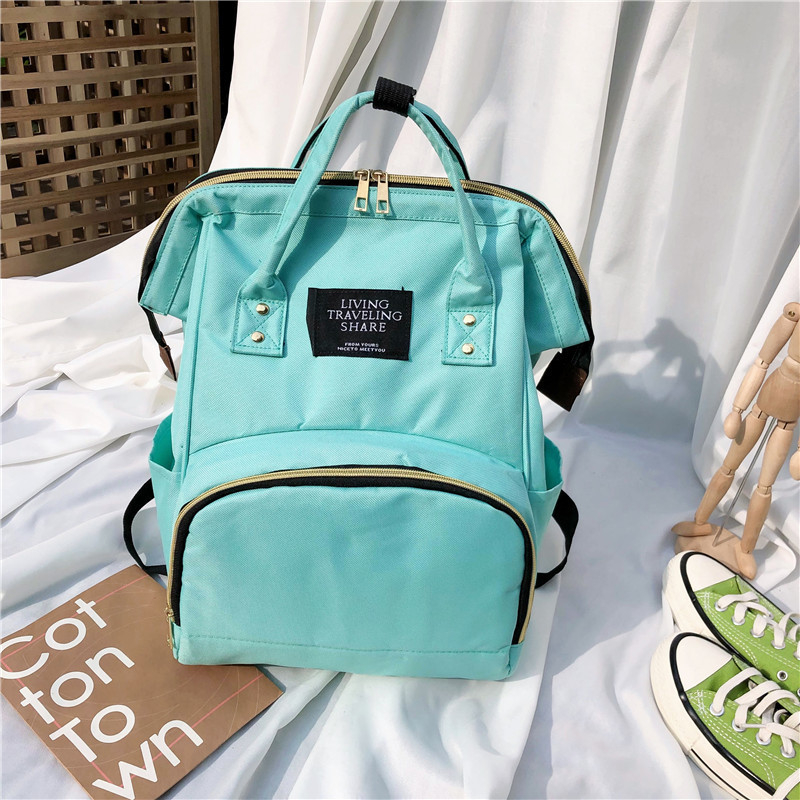 Anyák számára pelenkázó hátizsák – nagy kapacitású, termoizolált, könnyű, kopásálló, Oxford anyagból, egyszínű mintázat