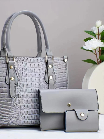 Ženska PU bucket torba — Set od 3 komada, British Mary, ljeto 2024, nošenje preko ramena ili u ruci, zatvarač, unutarnji džepovi: skriveni džep na zip, džep za telefon i pregradni pretinac