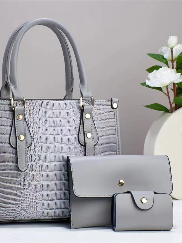 Ženska PU bucket torba — Set od 3 komada, British Mary, ljeto 2024, nošenje preko ramena ili u ruci, zatvarač, unutarnji džepovi: skriveni džep na zip, džep za telefon i pregradni pretinac