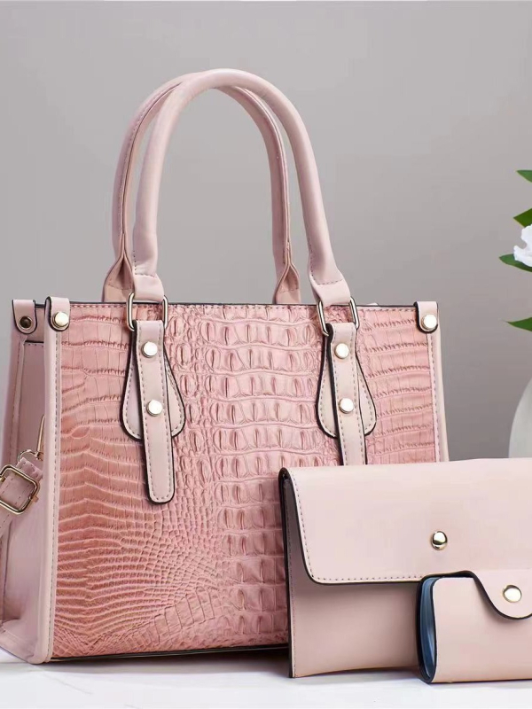 Ženska PU bucket torba — Set od 3 komada, British Mary, ljeto 2024, nošenje preko ramena ili u ruci, zatvarač, unutarnji džepovi: skriveni džep na zip, džep za telefon i pregradni pretinac