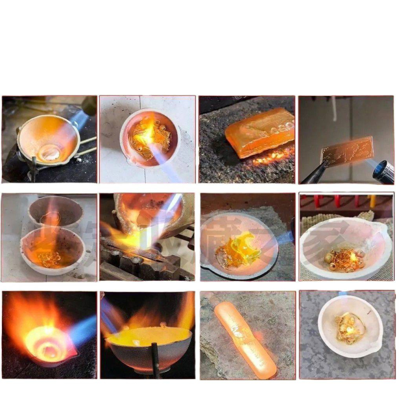 Zelta kausēšanas lāpa ar vara korpusu — augsta temperatūra, maksimālais spiediens 10, maksimālais plūsmas ātrums 10, optimālais šļūdes attālums 10, šļūdes platums 10