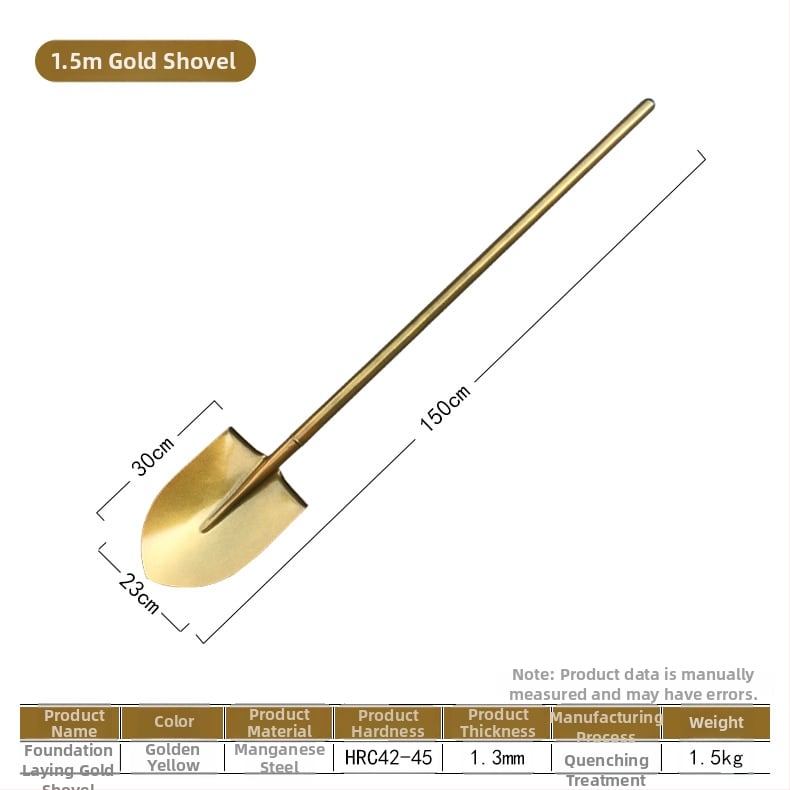 Pamatų įrengimo ceremonijai skirtas kastuvas, iš 50Mn manganinio plieno, smailus galas, skirta atidarymo ceremonijai