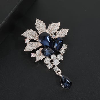 Brošna zliatiny, kvetinový vintage štýl so kryštálovým osadením – dekorácia, svadba a darček