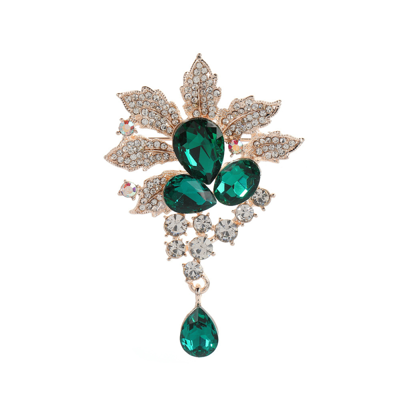 Brošna zliatiny, kvetinový vintage štýl so kryštálovým osadením – dekorácia, svadba a darček