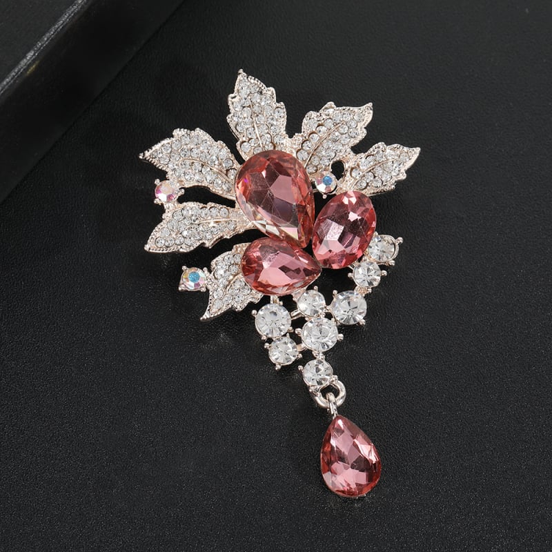 Brošna zliatiny, kvetinový vintage štýl so kryštálovým osadením – dekorácia, svadba a darček