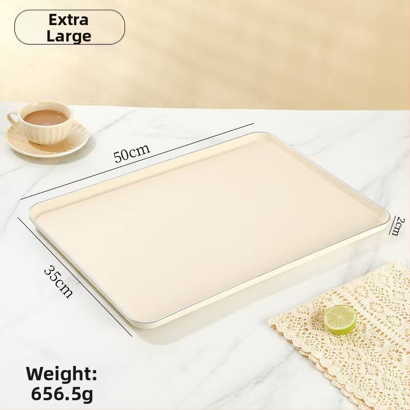 Šiaurietiško stiliaus stačiakampis plastikinis padėklas vaisiams ir arbatiniams puodeliams