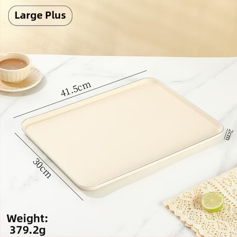 Šiaurietiško stiliaus stačiakampis plastikinis padėklas vaisiams ir arbatiniams puodeliams