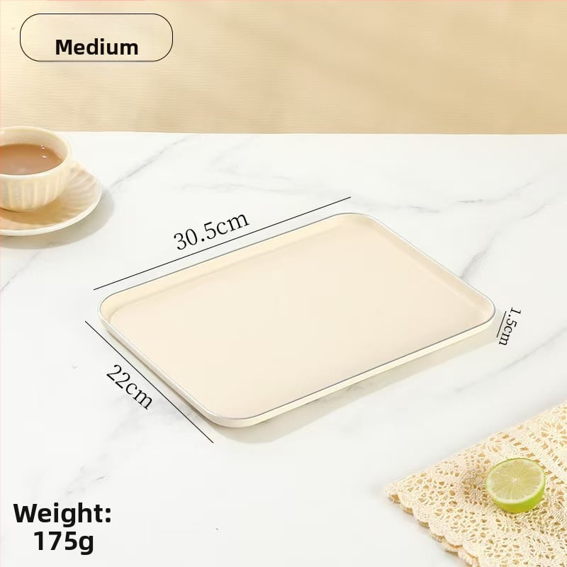 Šiaurietiško stiliaus stačiakampis plastikinis padėklas vaisiams ir arbatiniams puodeliams