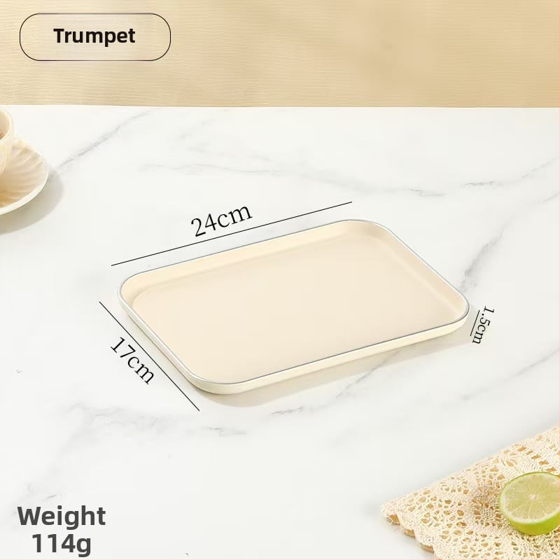 Šiaurietiško stiliaus stačiakampis plastikinis padėklas vaisiams ir arbatiniams puodeliams