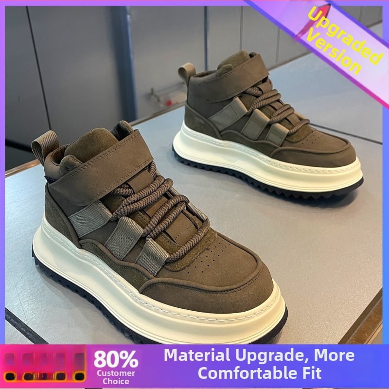 Mārtiņa zābaki – virsējais materiāls no mikrošķiedru ādas, gumijas zole, 3–5 cm papēdis, priekšējais šņorēšana, zems augstums (Virs: mikrošķiedru āda; Zole: gumija; Papēdis: 3–5 cm; Šņorēšana: priekšējā; Zems augstums)