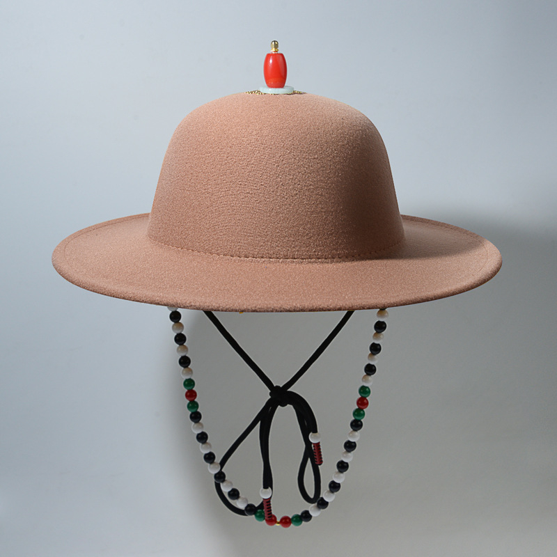 Gyerekeknek szóló Hanfu kalap, nagy karimával és kupola alakú koronával – napvédő, vintage etnikus kínai palotai stílus