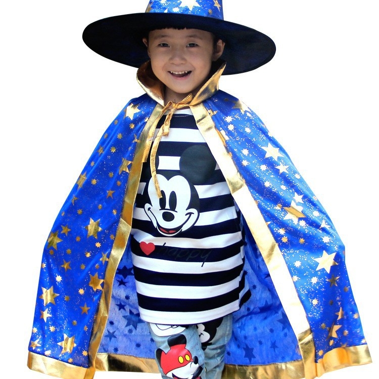Starry Sky pelerină Halloween pentru copii, stil coreean, costum de vrăjitoare pentru scenă, mantie cu motiv dovleac, lansare primăvara 2025