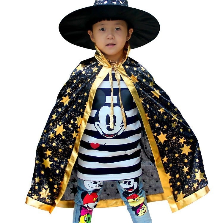 Starry Sky pelerină Halloween pentru copii, stil coreean, costum de vrăjitoare pentru scenă, mantie cu motiv dovleac, lansare primăvara 2025