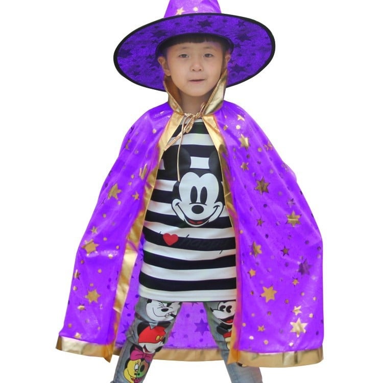 Starry Sky pelerină Halloween pentru copii, stil coreean, costum de vrăjitoare pentru scenă, mantie cu motiv dovleac, lansare primăvara 2025