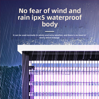 Kültéri napelemes szúnyogirtó lámpa - vízálló, újratölthető, UV-lila fény csapda, 200 m²+ lefedettség
