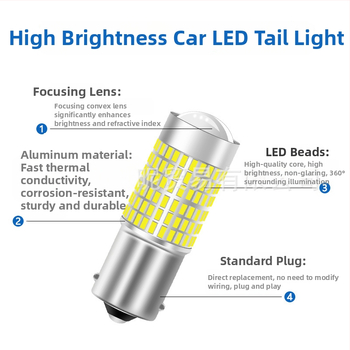 LED automobilska svjetla 1156/1157, T20 stražnje svjetlo i dnevno svjetlo, 3014 144-SMD, 12-24V, 6000K, aluminijsko kućište
