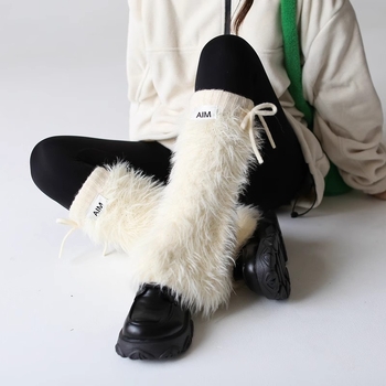 Set de leg warmers și șosete pentru picioare din lână, lungime medie, pentru femei – încălzire, culoare uni, stil business casual