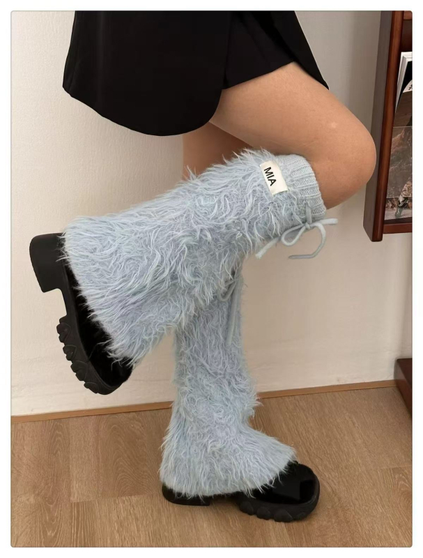 Set de leg warmers și șosete pentru picioare din lână, lungime medie, pentru femei – încălzire, culoare uni, stil business casual