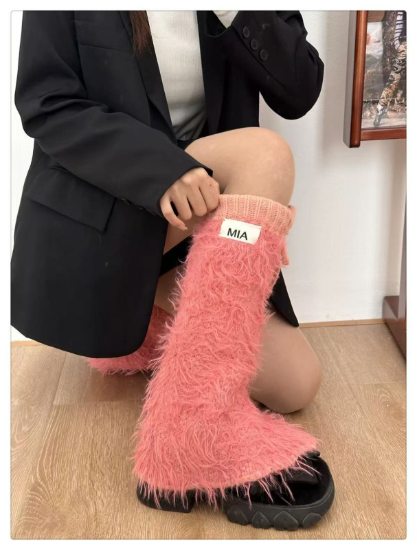 Set de leg warmers și șosete pentru picioare din lână, lungime medie, pentru femei – încălzire, culoare uni, stil business casual