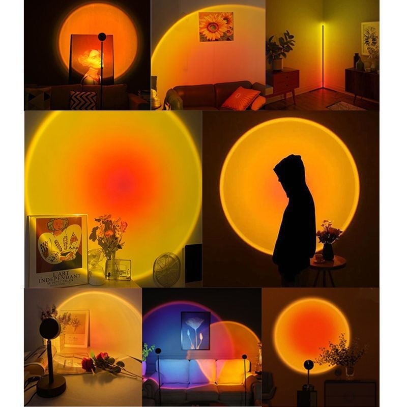 Лампа за залез със дистанционно управление, 16 цвята, преносима атмосфера, регулируема височина — LED източник, ≤5W, ≤36V, PVC конструкция