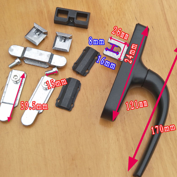 Alumíniumötvözet ablakfogantyú belsőnyitású és billenő ablakokhoz, sík profil, kétpontos zár, 5055