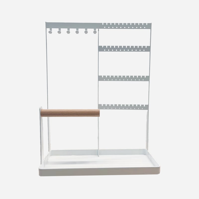 Ράφι κοσμημάτων από σίδηρο με ξύλινο περίβλημα σε ιαπωνικό στυλ, πολυεπίπεδη βάση προβολής για κολιέ και σκουλαρίκια