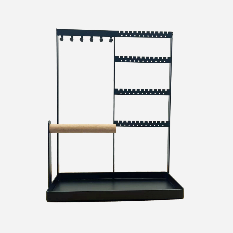 Ράφι κοσμημάτων από σίδηρο με ξύλινο περίβλημα σε ιαπωνικό στυλ, πολυεπίπεδη βάση προβολής για κολιέ και σκουλαρίκια