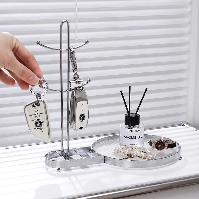 Ράφι κοσμημάτων από σίδηρο με ξύλινο περίβλημα σε ιαπωνικό στυλ, πολυεπίπεδη βάση προβολής για κολιέ και σκουλαρίκια