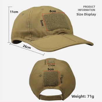 Тактическа камуфлажна шапка за открито със слънцезащита, сгъваема шапка с велкро, куполна горна част, 65% полиестер 35% памук, унисекс за възрастни