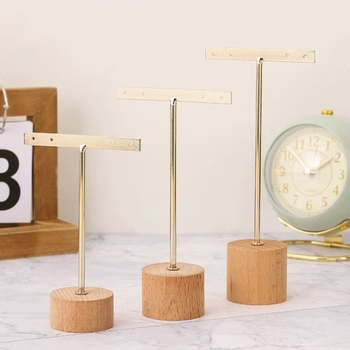 Drveni stalak za nakit – sastavljeni stolni organizator za lančiće, privjeske i naušnice, retro umjetnički stil, s jednim nivoom