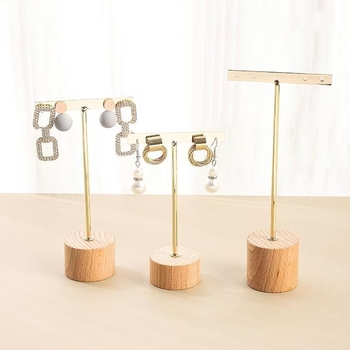 Drveni stalak za nakit – sastavljeni stolni organizator za lančiće, privjeske i naušnice, retro umjetnički stil, s jednim nivoom
