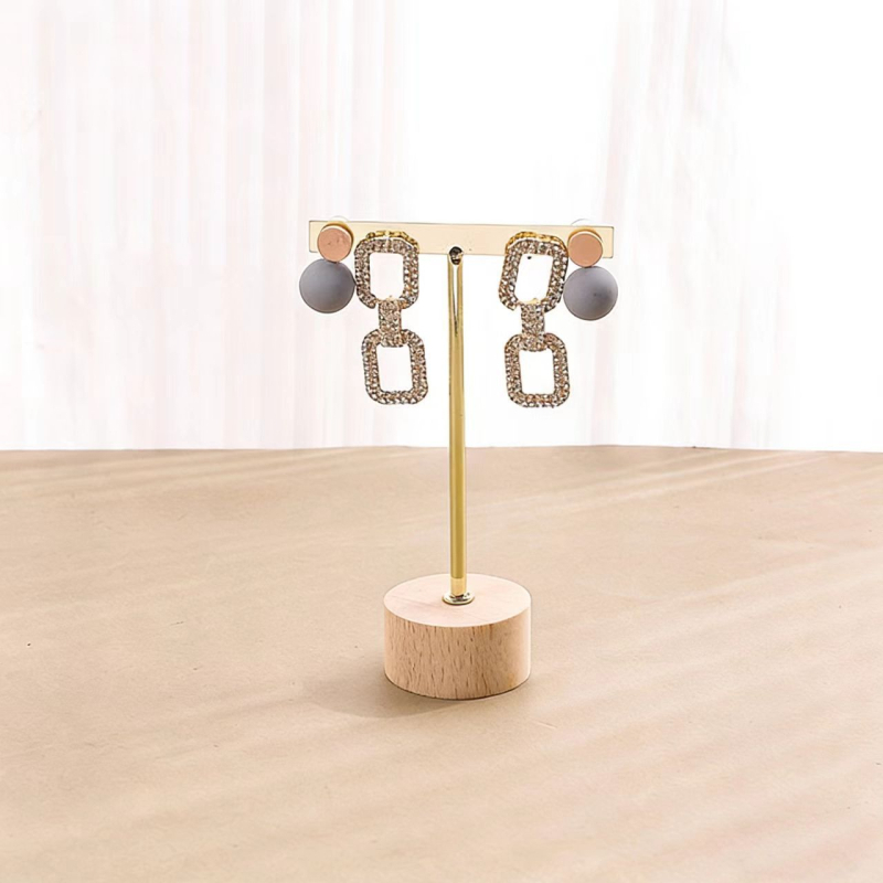 Drveni stalak za nakit – sastavljeni stolni organizator za lančiće, privjeske i naušnice, retro umjetnički stil, s jednim nivoom