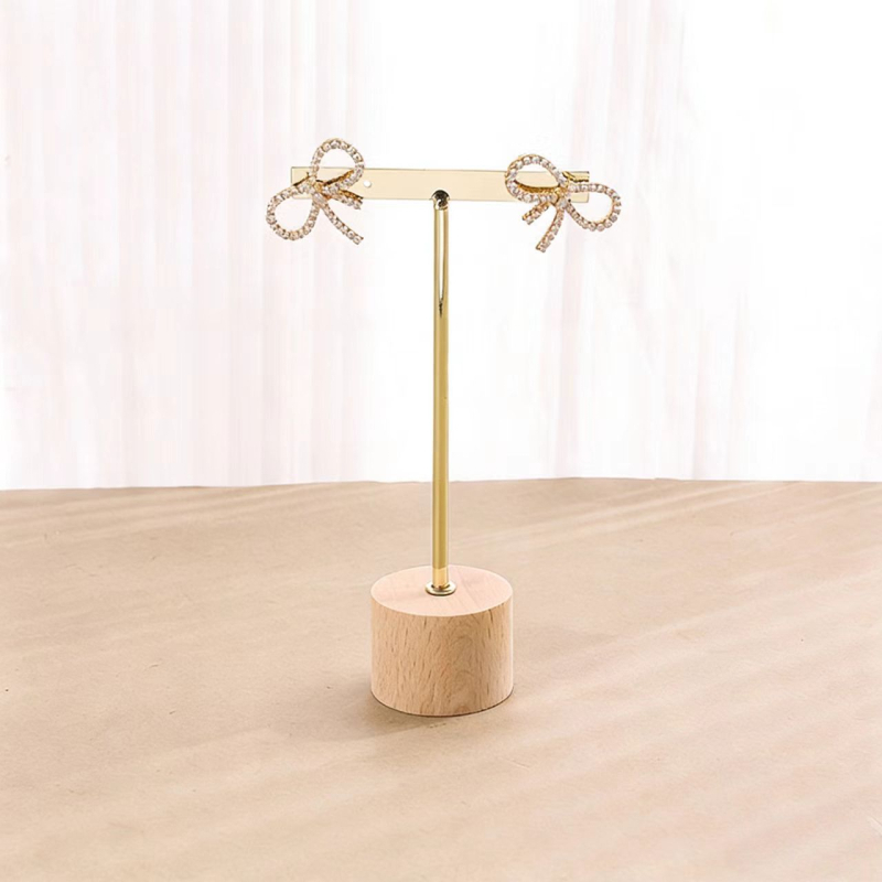 Drveni stalak za nakit – sastavljeni stolni organizator za lančiće, privjeske i naušnice, retro umjetnički stil, s jednim nivoom